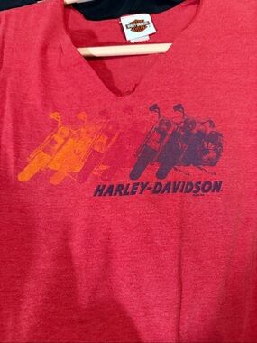 Harley Davidson Women Red * Medium V neck Sleeveless Smoky Mountain 18 p2p